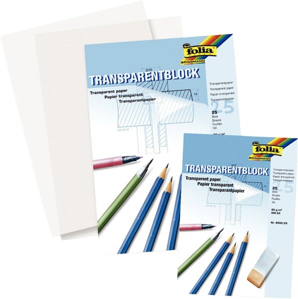 Transparentpapier A4 80g/qm 25 Blatt, Architektenpapier