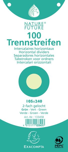 Trennstreifen grün 190g/qm Karton, 105 x 240 mm, gelocht