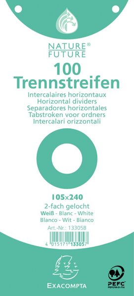 Trennstreifen weiß 190g/qm Karton, 105 x 240 mm, gelocht