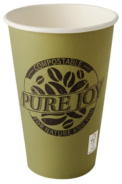 Trinkbecher Pappe Pure Joy 0,3l, grün, Ø 8 - 11,7 cm