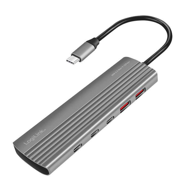 LogiLink USB 3.2 Ultra-Slim-Hub, 10-Port, 2x USB-A, 8x USB-C