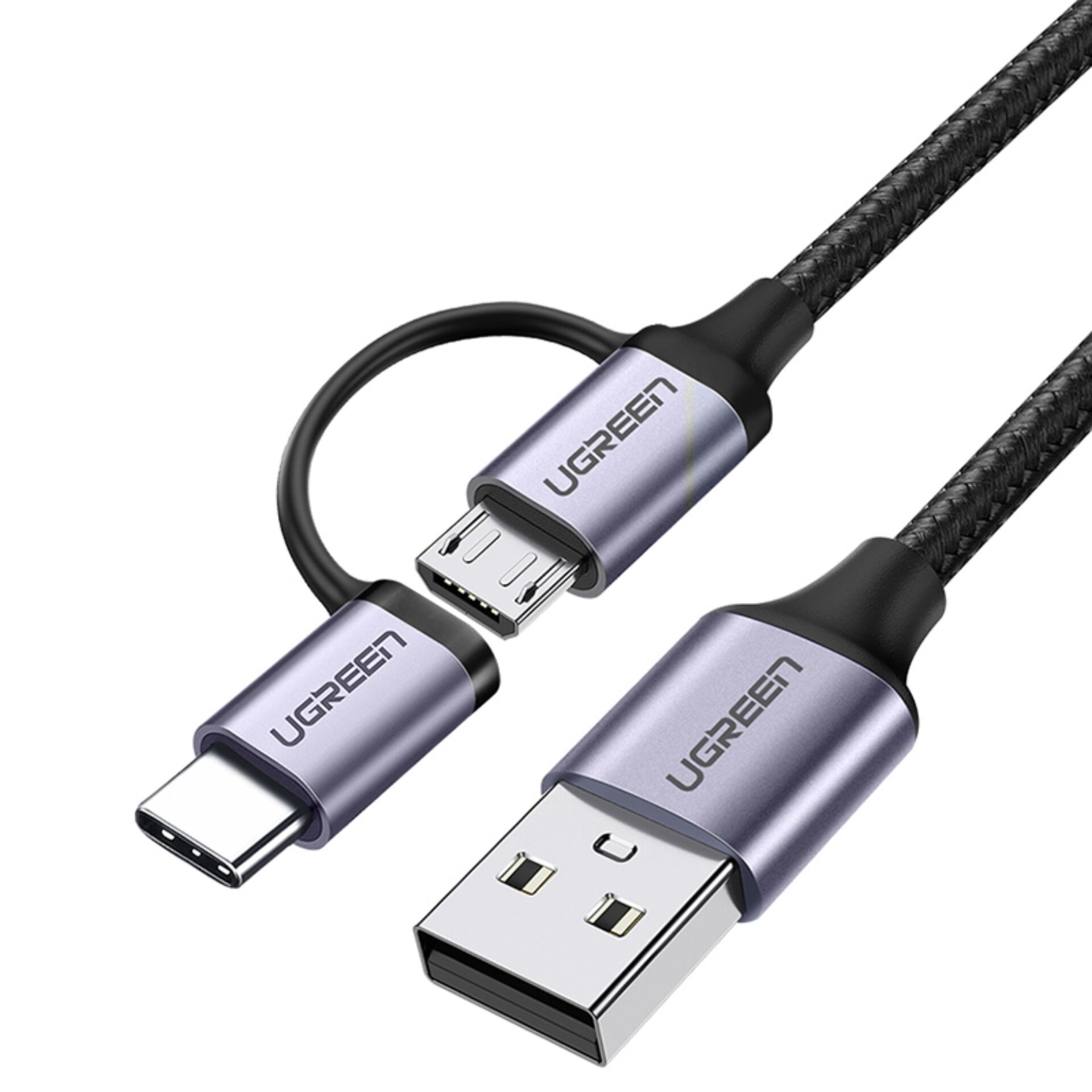 UGREEN USB 2-in-1 UGREEN Typ-C / Micro USB Kabel, QC 3.0, 1m (schwarz)