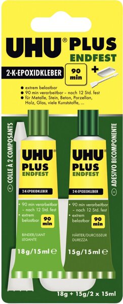 UHU Plus Endfest, 1 Tube Binder u. 1 Tube Härter, 33g UHU Plus Endfest, 1 Tube Binder u. 1 Tube Härter, 33g