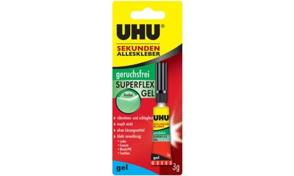 UHU Sekundenkleber SUPERFLEX GEL, 3 g in Tube (5651135) UHU Sekundenkleber SUPERFLEX GEL, 3 g in Tube (5651135)