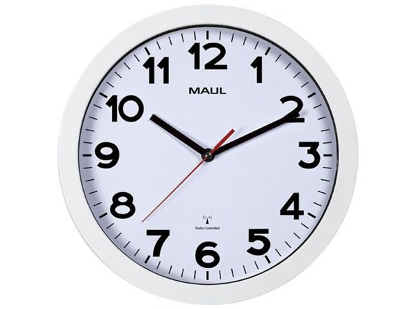 Uhr MAULstep 30RC Funkuhr weiß Wanduhr Kunststoff Rahmen Ø 30cm