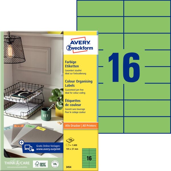 Universaletiketten permanent, 105 x 37mm, grün