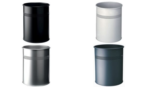 DURABLE Papierkorb METALL, rund, 15 Liter, metallic silber (9330023)