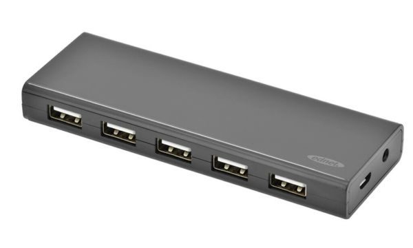 ednet USB 2.0 Hub, 10-Port, schwarz , inkl. Netzteil (8085139)