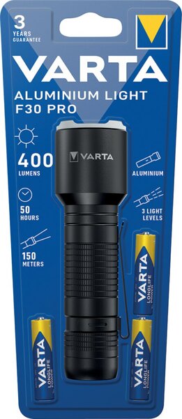 VARTA Aluminuim Light F30 Pro LED Taschenlampe schwarz, 400 Lumen