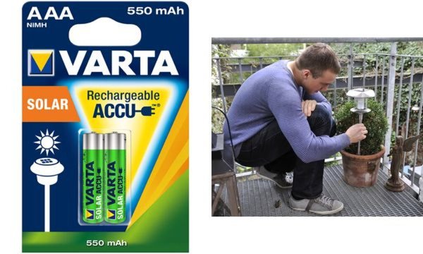 VARTA Solar Akku AAA LR03 Micro 2er 550mAh