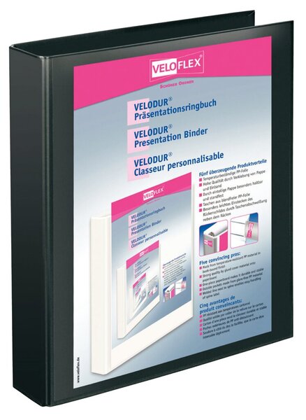 Präsentationsringbuch Velodur A4 2-Ring 25mm Ringdurchmesser schwarz