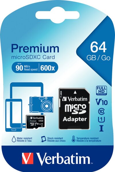 VERBATIM 64 GB SD Micro (SDHC) Class 10