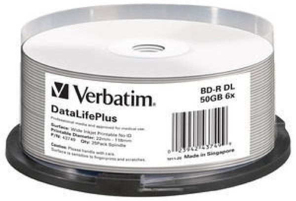 VERBATIM MED BD-R 50GB 6x 025er CB