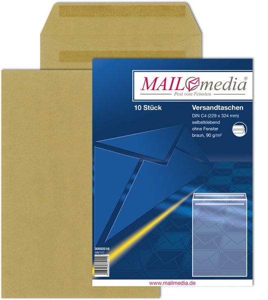 Versandtasche C4, ohne Fenster, SK, 90 g/qm, braun