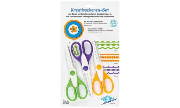 WEDO Konturenscheren-Set, 3er Set, farbig sortiert 3 verschiedene Schnittarten,