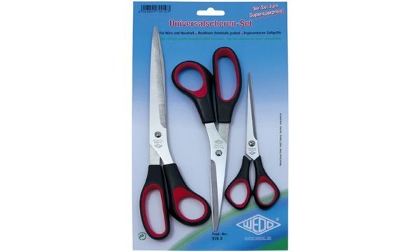 WEDO Universalscheren-Set, 3-teilig, Länge: 160-210-255 mm spitz, Farbe: schwar