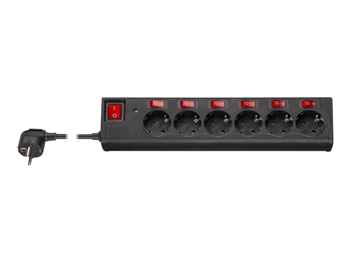 WENTRONIC Goobay Steckdosenleiste 6-fach mit Schalter 1,5 m, Schwarz, Schwarz - WENTRONIC Goobay Steckdosenleiste 6-fach mit Schalter 1,5 m, Schwarz, Schwarz -