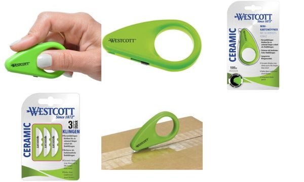 WESTCOTT Mini-Cutter, Kartonöffner, mit Keramikklinge, grün (62350220)
