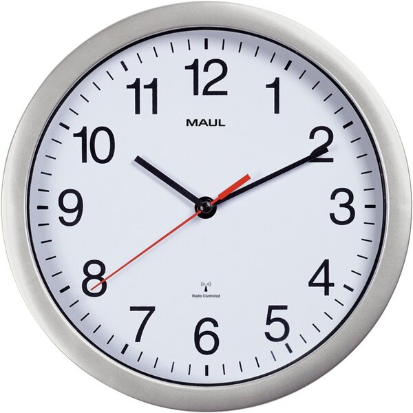 Wandfunkuhr run Ø 25 cm, silber Batteriebetrieb, Arabische Ziffern Wandfunkuhr run Ø 25 cm, silber Batteriebetrieb, Arabische Ziffern