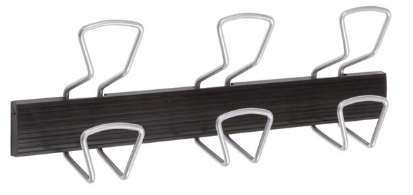 Wandgarderobe 3 doppelte Kleiderhaken aus Metall und Kunststoff, 46 cm