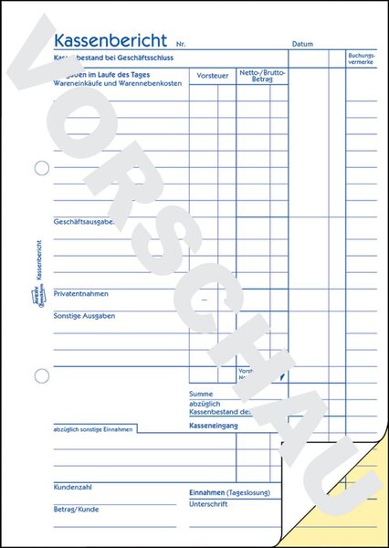 AVERY Zweckform Formularbuch Kassenbericht, SD, DIN A5