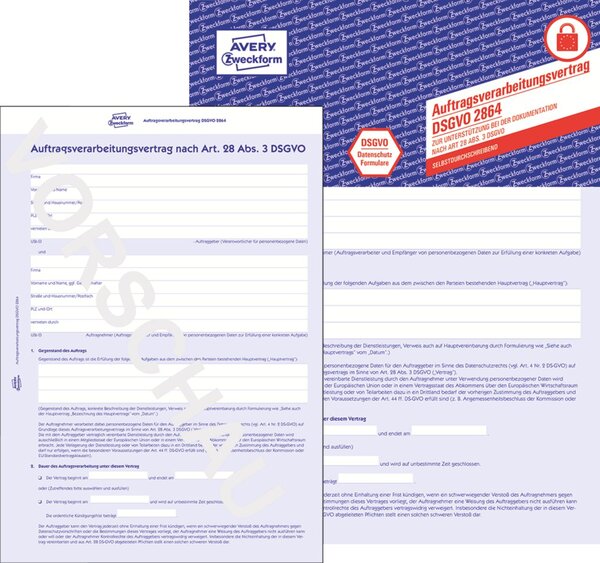 Auftragsverarbeitungsvertrag A4 4-seitig, nach DSGVO