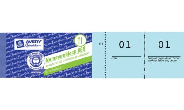 ZWECKFORM AVERY Zweckform Nummernblock 1 - 1000, 105 x 53 mm, orange - für den 