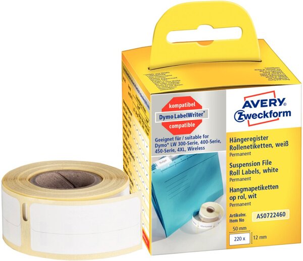 ZWECKFORM Avery-Zweckform Etiketten (Rolle) 50 x 12 mm Papier Weiß 220 St. Perm