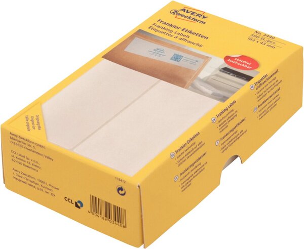 ZWECKFORM Avery - Frankier-Klebeetiketten, permanent - weiß - 163 x 43 mm 500 E