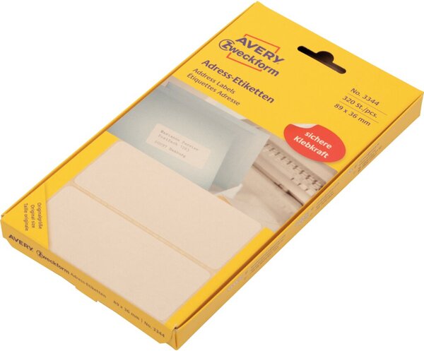 ZWECKFORM Avery - Permanent-Adressklebeetiketten - weiß - 89 x 36 mm - 320 Etik