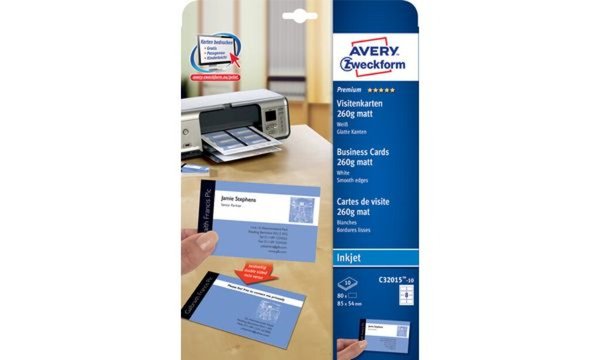 ZWECKFORM Avery QuickundClean - Glänzende Fotovisitenkarten - weiß - 220 g/m2 - ZWECKFORM Avery QuickundClean - Glänzende Fotovisitenkarten - weiß - 220 g/m2 -