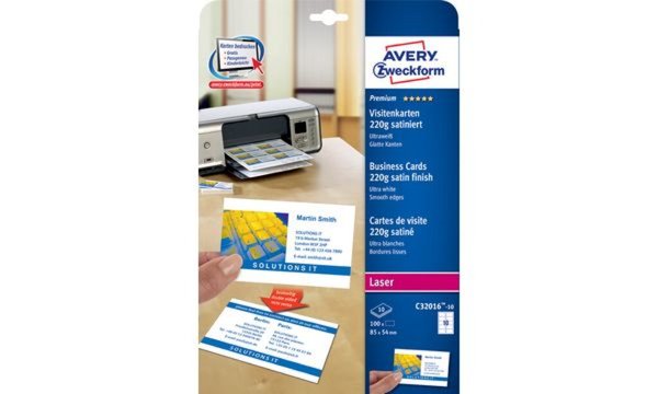 ZWECKFORM Avery QuickundClean C32026-10 - Beidseitig beschichtete Visitenkarten