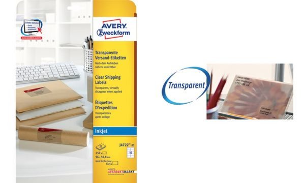 ZWECKFORM Avery Zweckform Clear Inkjet Etiketten 210x297mm