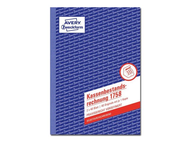 ZWECKFORM Avery Zweckform Kassenbericht 1758 (1758) ZWECKFORM Avery Zweckform Kassenbericht 1758 (1758)