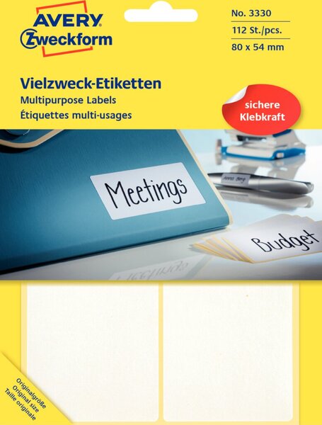 ZWECKFORM Avery Zweckform Vielzweck-Etiketten, 80x54mm, weiß