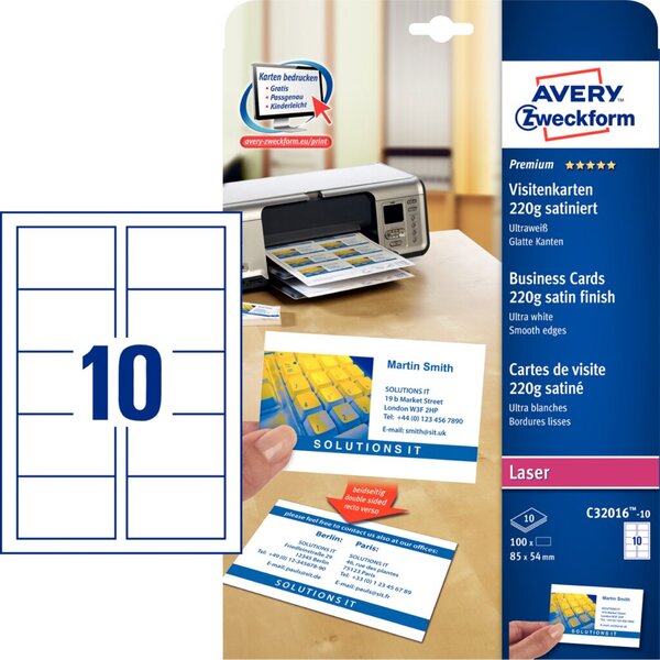 ZWECKFORM BUSINES CARD 85X54MM 220 GR/M2 ZWECKFORM BUSINES CARD 85X54MM 220 GR/M2