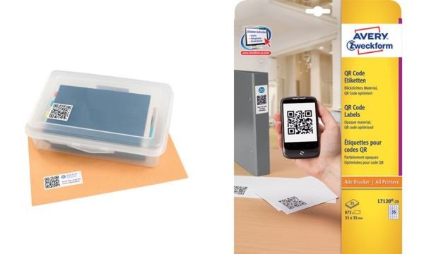 ZWECKFORM Barcode-Etikett Avery - 35 mm Breite x 35 mm Länge - 25er Blatt - Qua