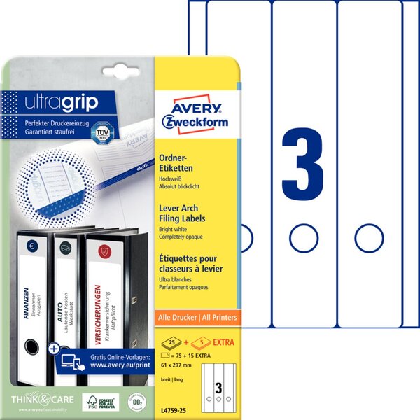 ZWECKFORM Ordner-Etiketten 61 x 297mm