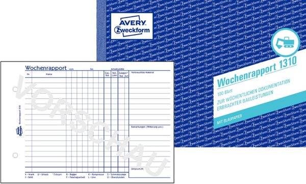 ZWECKFORM Wochenrapport 1310 A5 (1310)