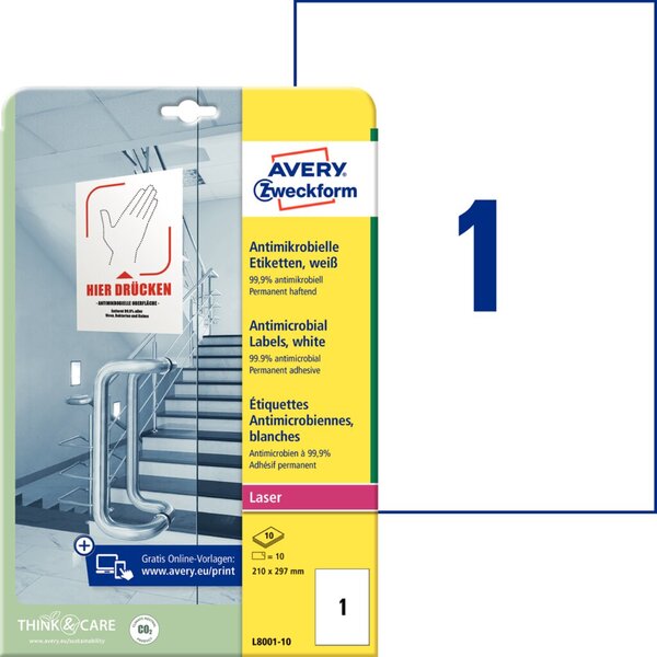 Antimikrobielle-Etiketten, 210 x 297 mm, weiß Antimikrobielle-Etiketten, 210 x 297 mm, weiß