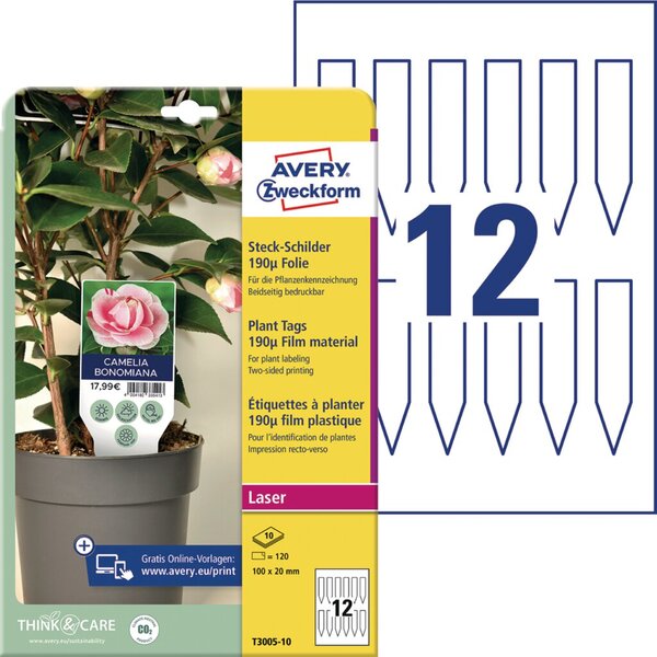 AVERY Zweckform Steckschilder, Folie, 100 x 20 mm, weiß AVERY Zweckform Steckschilder, Folie, 100 x 20 mm, weiß