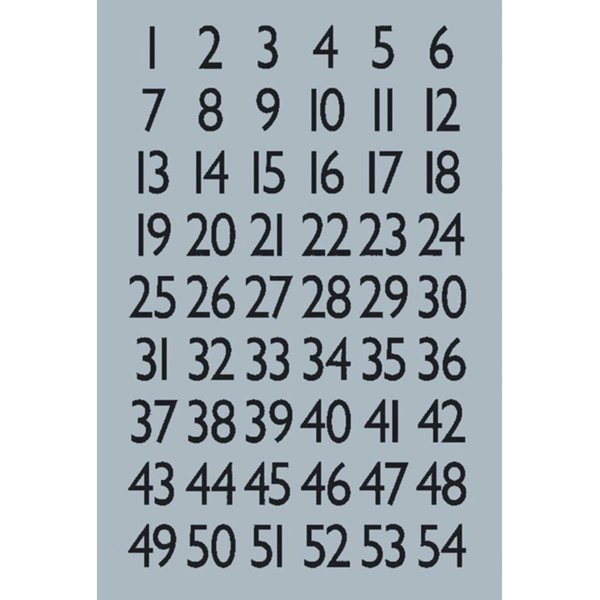 Zahlen 13x12mm 1-100 Silberfol sw 4Bl 1Pack