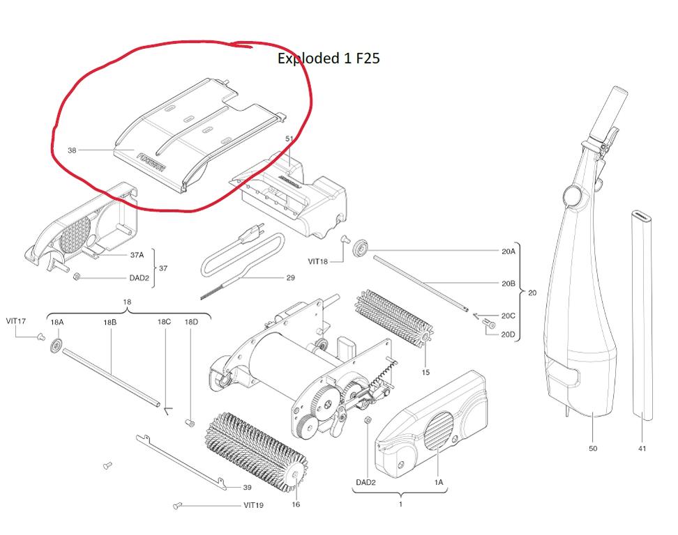 Zubehör/Ersatzteil: Deckel oben komplett | schwarz <br>passend für Bodenreinigungsmaschine Floorwash F25