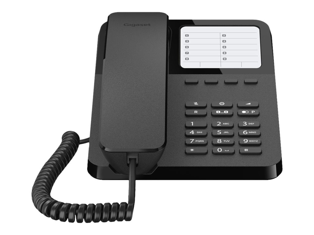 GIGASET Desk 400 schwarz Das schnurgebundene Tisch- und Wandtelefon mit vier Di