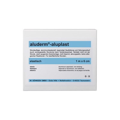 aluderm® -aluplast elastisch, 1 m x 6 cm | 10 Stück einzeln eingesiegelt <br>Wundverbandpflaster in 10 cm Abschnitten