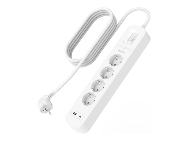 BELKIN Surge Plus Steckdosenleiste 4-Fach, 18W 2m Kabel