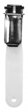 Ausweisclip / Metallclip / Hosenträgerclip / Befestigungsclip, passend für Ausweishalter Kartenhalter mit Langloch, Lasche und Druckknopf aus Kunststoff, mit Clip aus Metall - 10 Stück