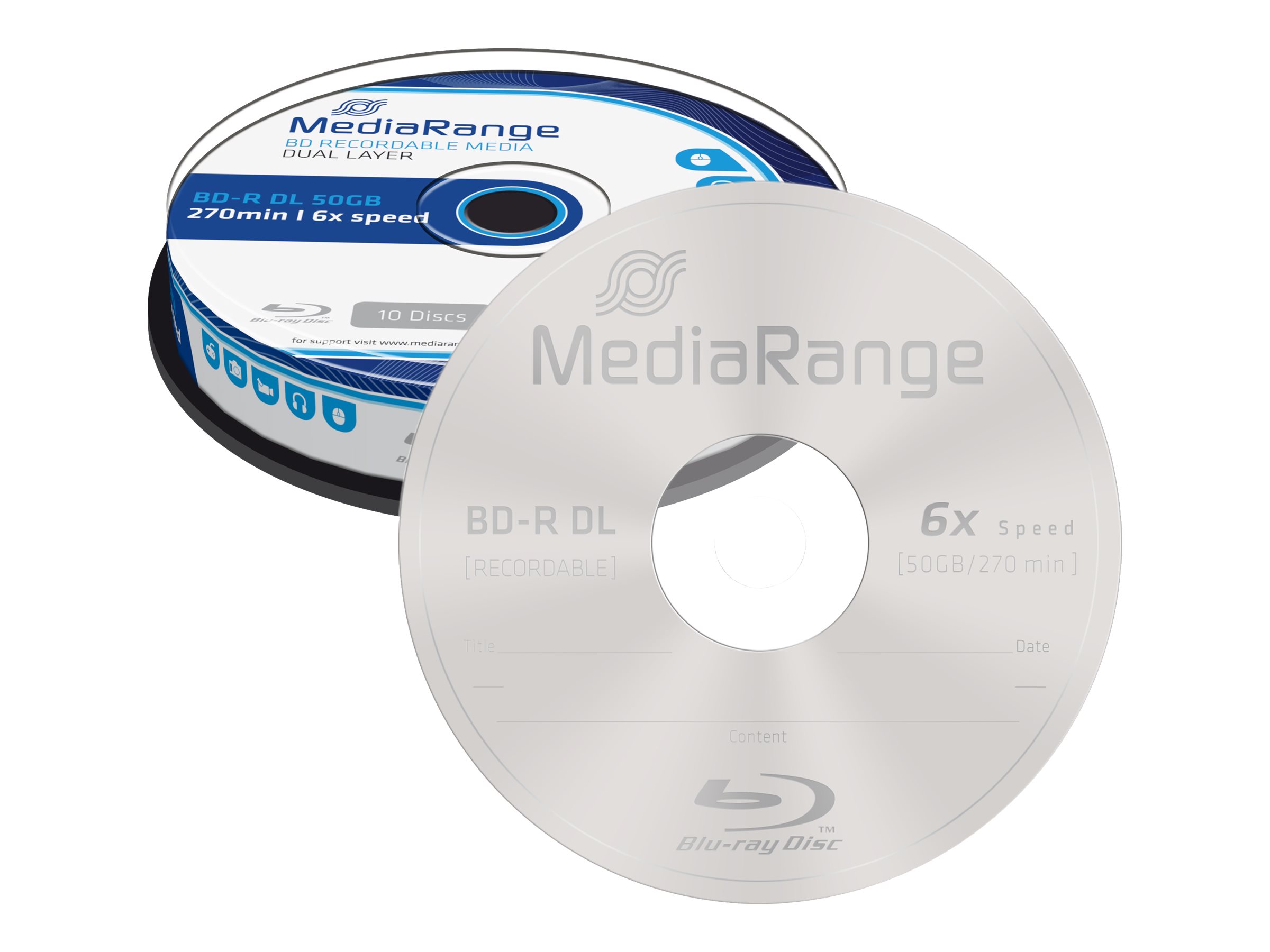 BD-R DL MediaRange 6x CB 50GB 10St
