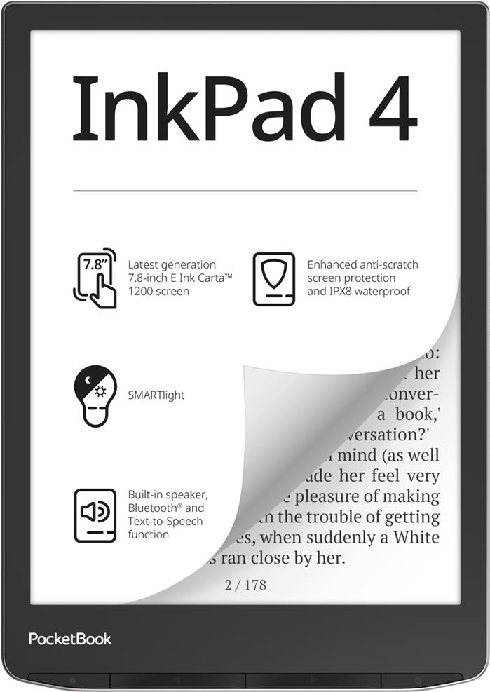 POCKETBOOK InkPad 4 Stardust Silver eReader mit 300 DPI 32GB