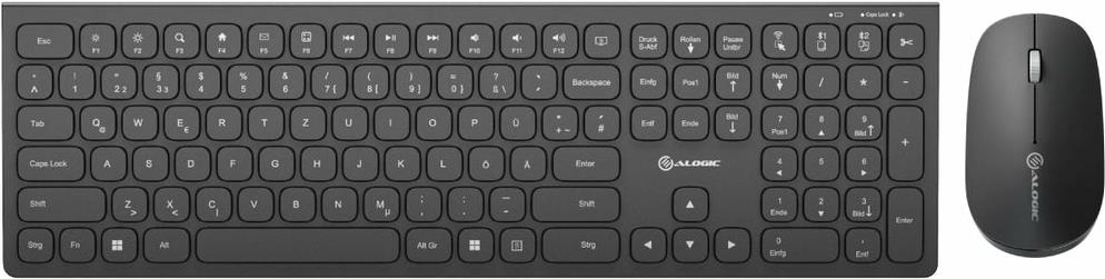 ALOGIC Echelon BT Wireless Mouse+ Keyboard German Black - Tastatur - QWERTZ